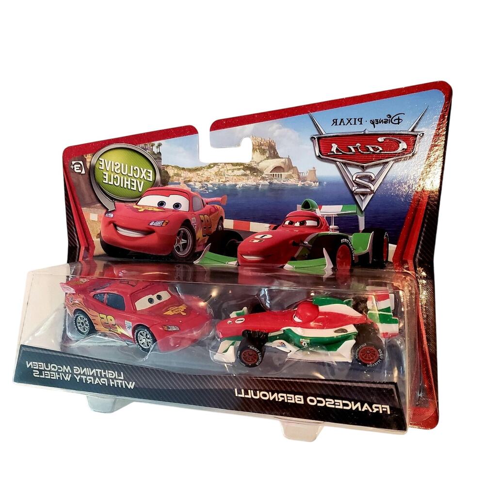 Disney Pixar Cars 2 2010 Francesco and Lightning McQueen with Party Wheels